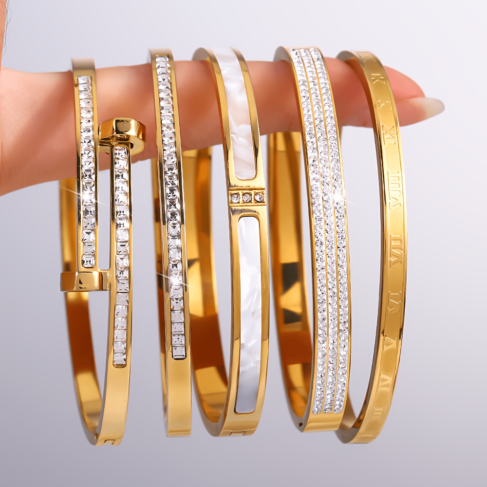 5pc Stylish Stainless Steel Bracelets Set for Women